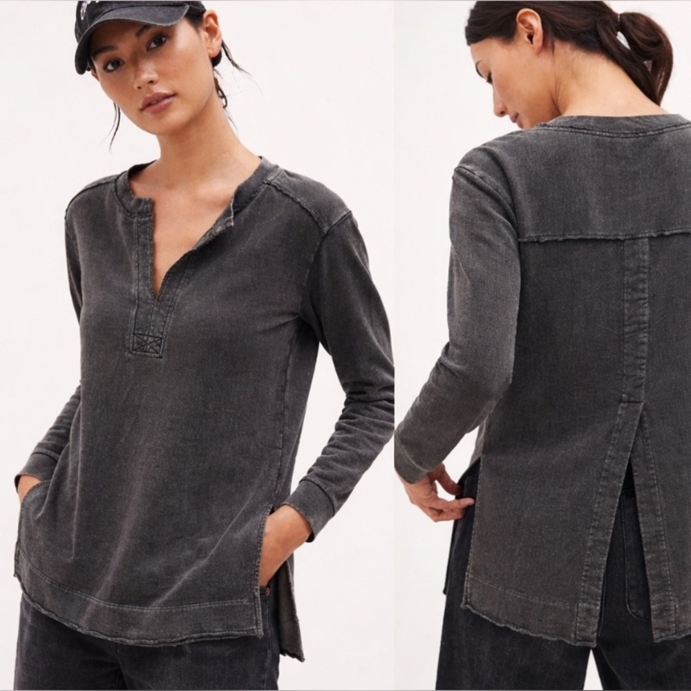 Anthropologie Pilcro Charcoal Long Sleeve Top XS